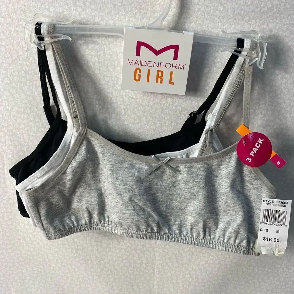 MAIDENFORM Girls Medium Crop Bra (Pack of 3)